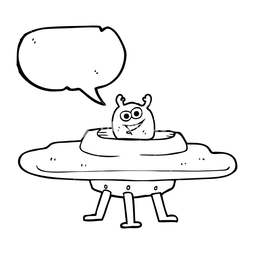 1000x1000 Freehand Drawn Speech Bubble Cartoon Spaceship Royalty Free Stock