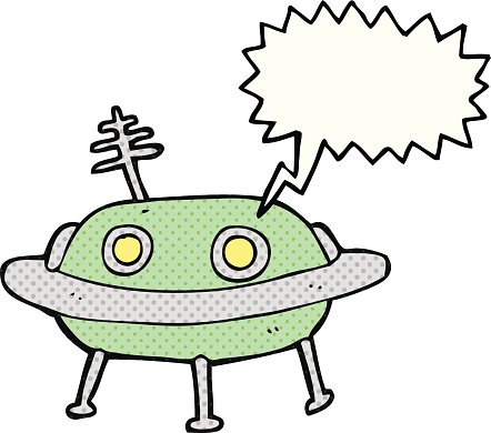 442x390 Comic Book Speech Bubble Cartoon Alien Spaceship Premium Clipart