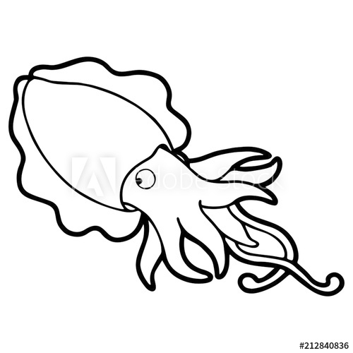 500x500 Cute Squid Cartoon Illustration Isolated On White Background