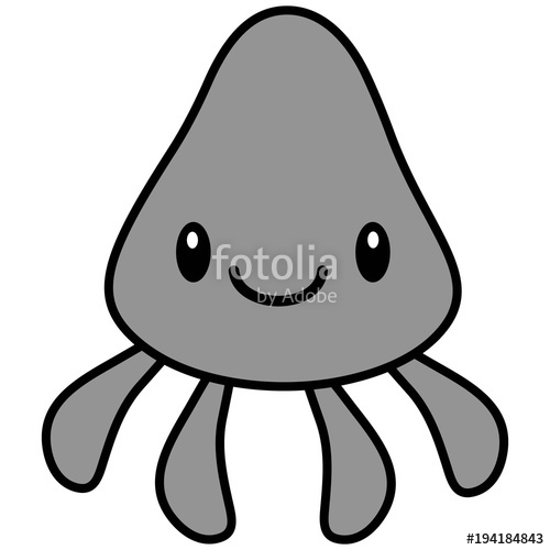 500x500 Kawaii Squid Illustration