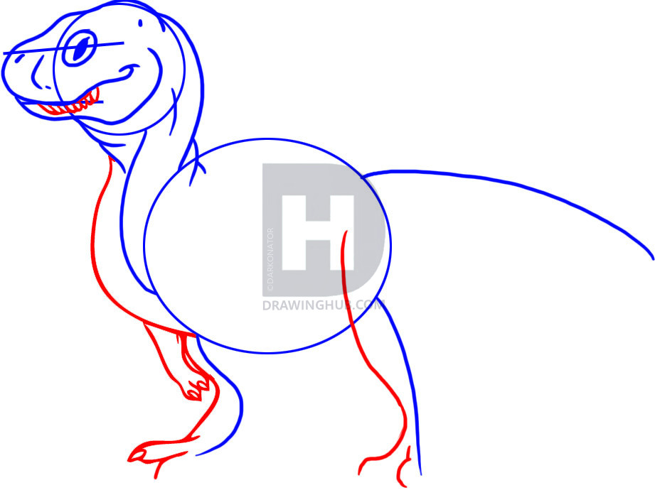 921x690 How To Draw A Cartoon T Rex, Step