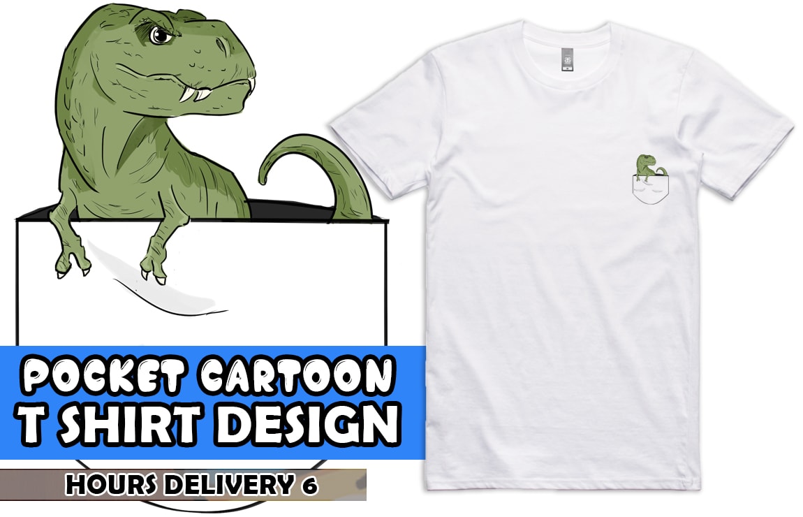 1150x740 Draw Pocket Cartoon T Shirt Design
