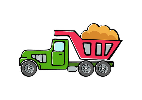 599x424 Cartoon Truck Art Print