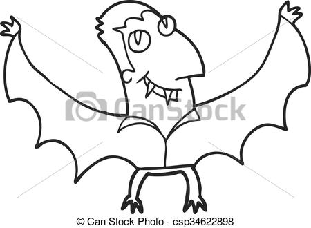 450x330 Freehand Drawn Black And White Cartoon Vampire