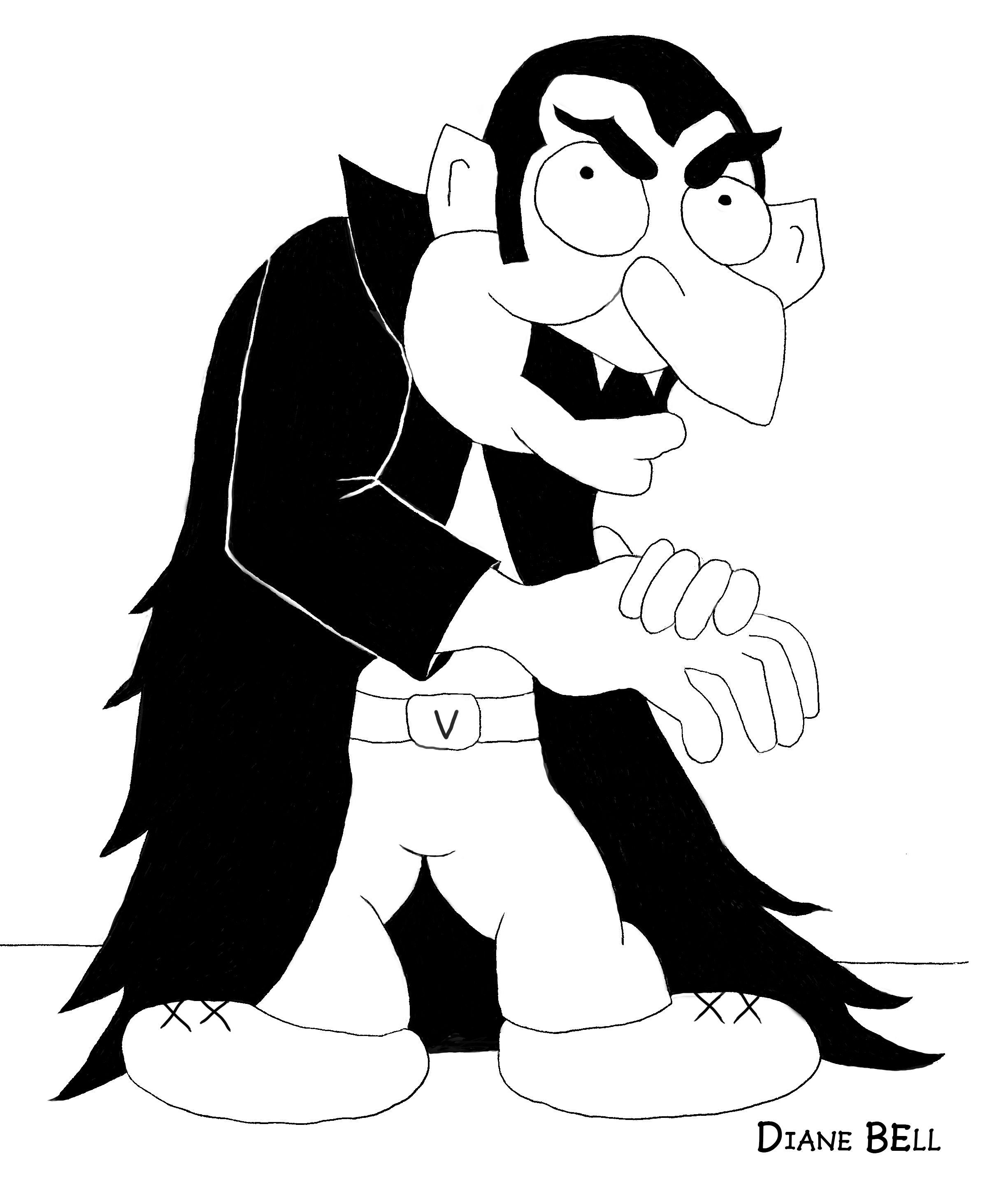 2450x2902 Meet Vinny, A Black And White Cartoon Drawing Of A Vampire