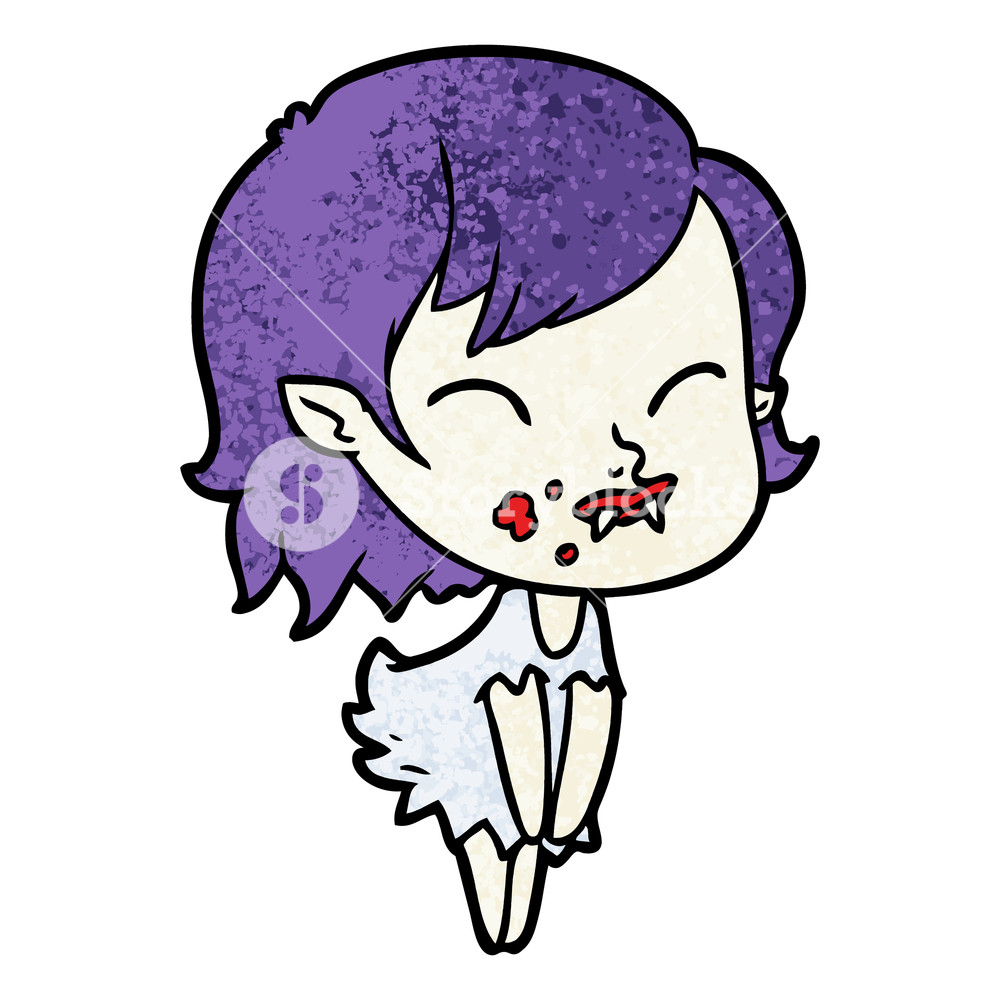 1000x1000 cartoon vampire girl with blood on cheek royalty free stock image