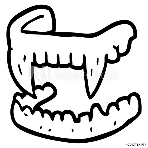 500x500 Line Drawing Cartoon Vampire Fangs
