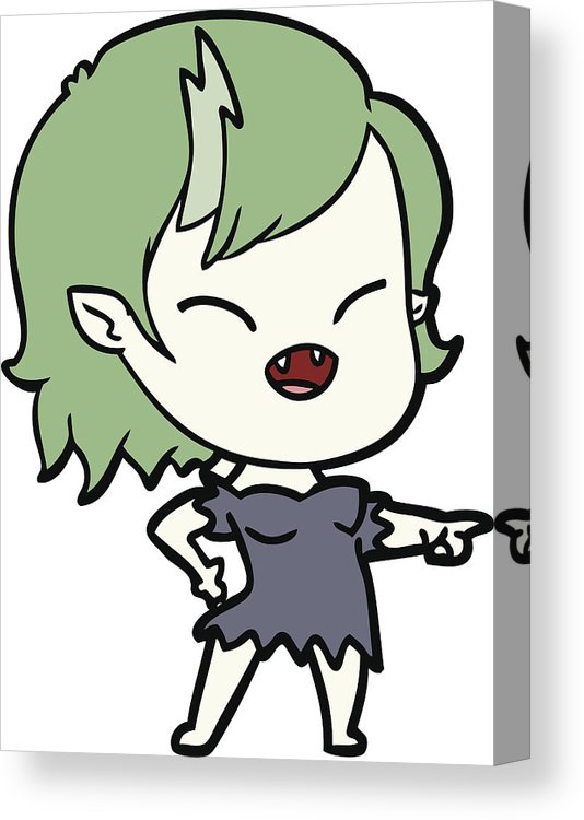 534x750 cartoon vampire girl pointing and laughing canvas print canvas