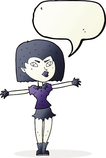 340x506 Cartoon Vampire Girl With Speech Bubble Stock Vectors