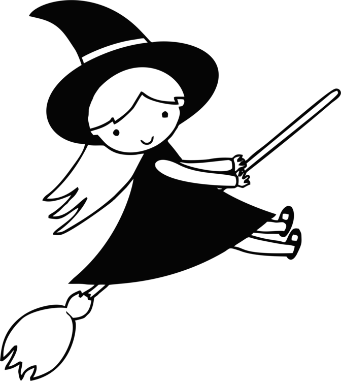 672x750 Line Art Witchcraft Drawing Witch Flying Cartoon Cc0