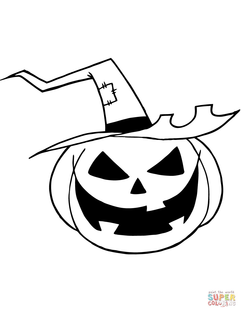 1005x1300 Scary Jack O Lantern With A Witch Hat Coloring
