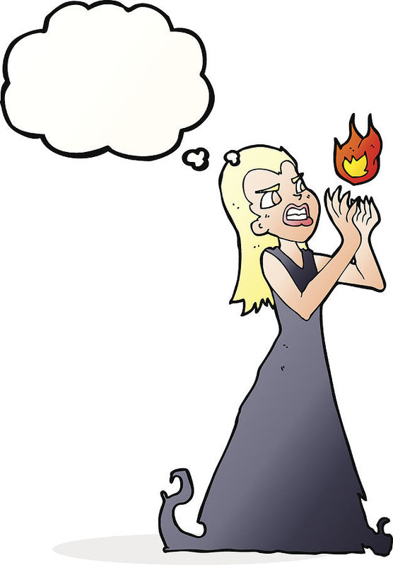 556x799 cartoon witch woman casting spell with thought bubble art print