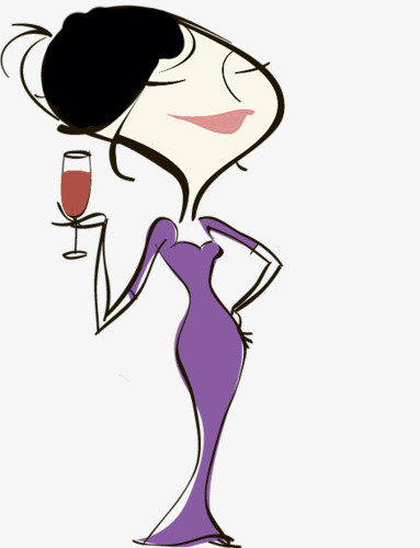 383x500 Cartoon Drawing Of A Lady Drinking Red Win