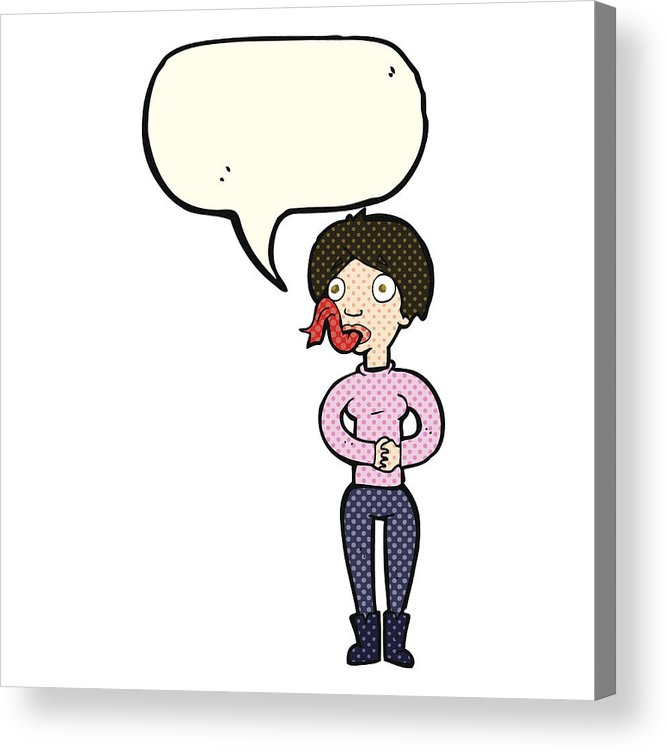 667x752 Cartoon Woman With Snake Tongue With Speech Bubble Acrylic Print