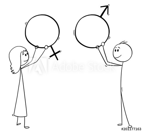 500x461 Cartoon Stick Man Drawing Conceptual Illustration Of Man And Woman