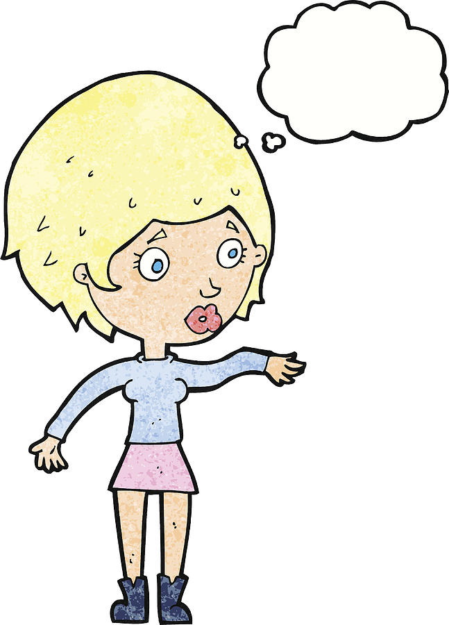 647x900 Drawing Cartoon Concerned Woman Reaching Out With Thought