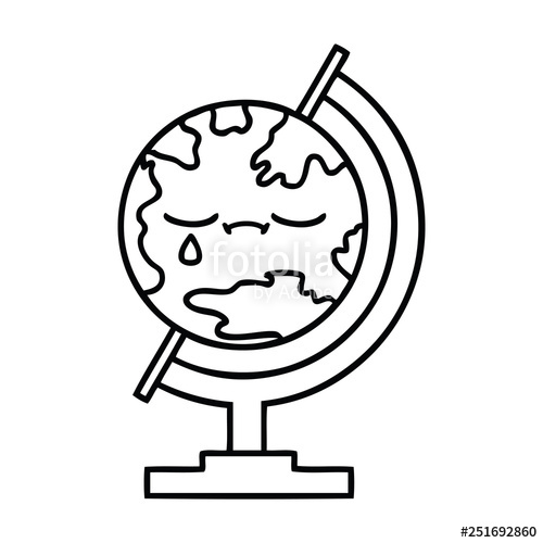 500x500 Line Drawing Cartoon Globe Of The World Stock Image And Royalty