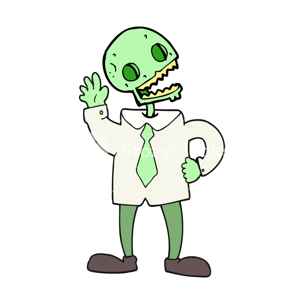 1000x1000 Freehand Drawn Cartoon Zombie Businessman Royalty Free Stock Image