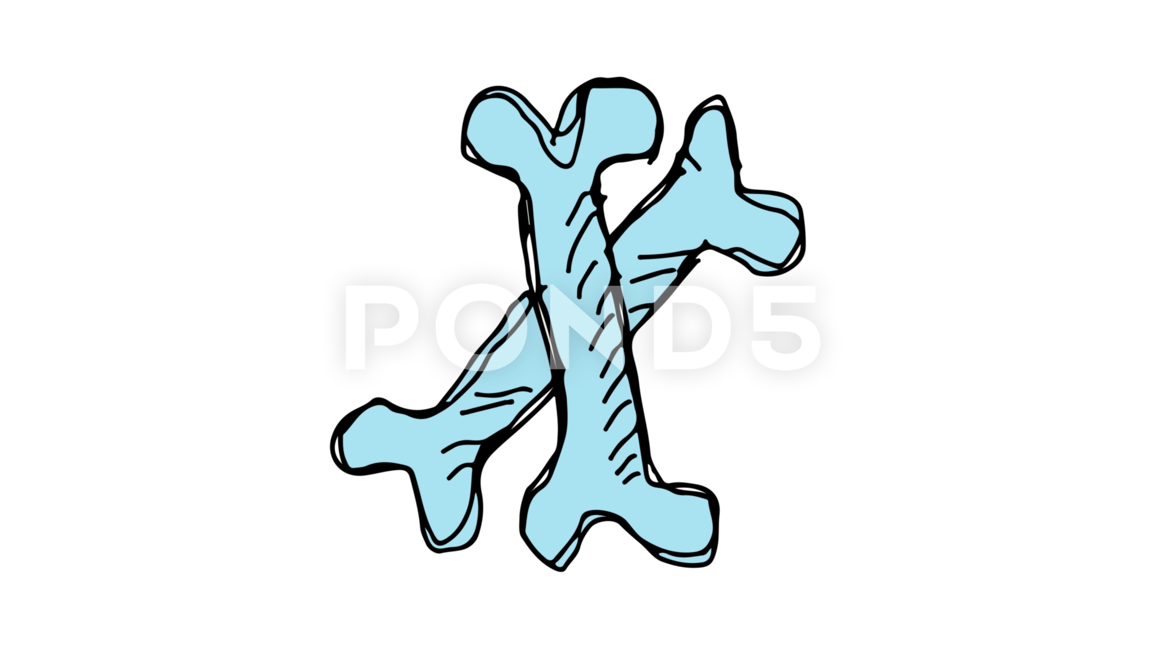 3840x2160 Hand Drawing Symbol White Screen With Theme Of Bone Footage