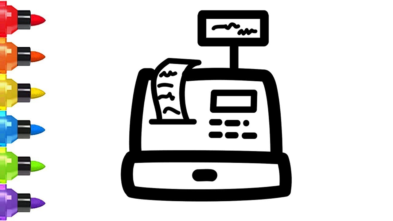 1280x720 How To Draw And Coloring Cash Register Toy For Kids