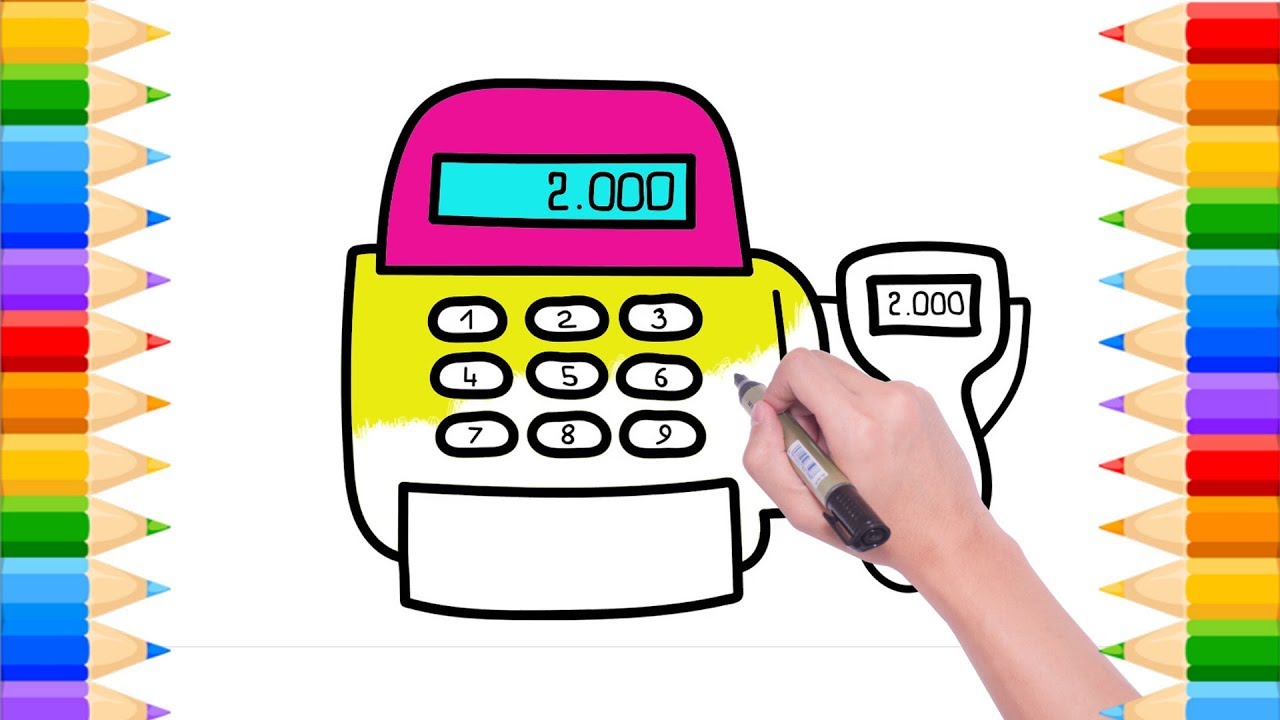 1280x720 How To Draw Toys Cash Register For Kids Mart Register Coloring