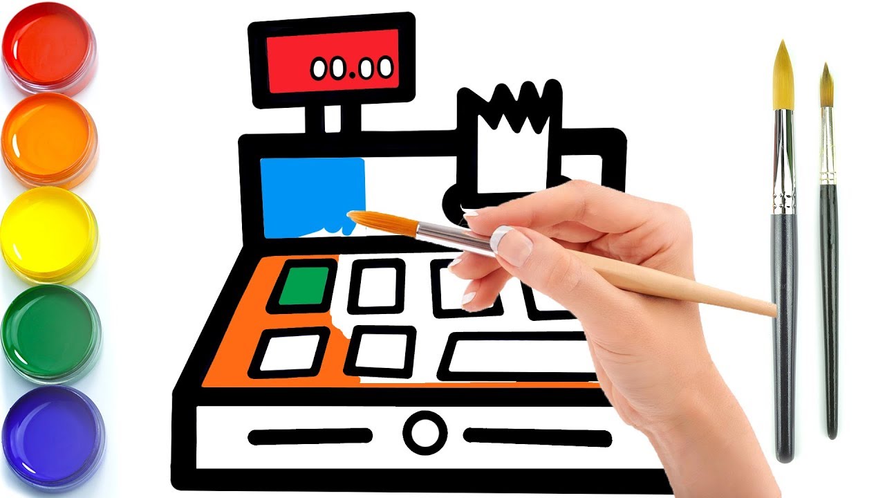 1280x720 cash painting of cashier in supermarket