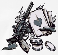 190x180 gambling spade card gun casino chip drawing design men's premium t