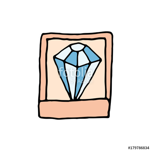 500x500 diamond in a casket hand drawn cartoon icon isolated on a white