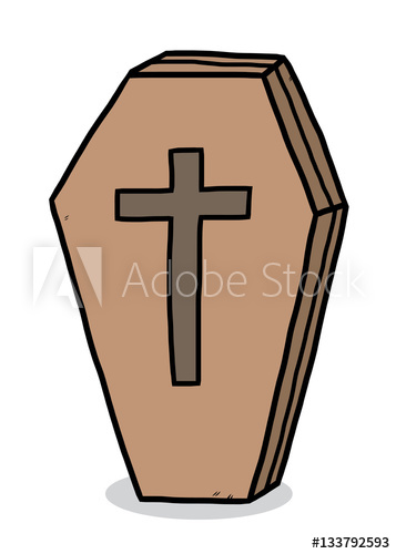 357x500 wooden casket cartoon vector and illustration, hand drawn style
