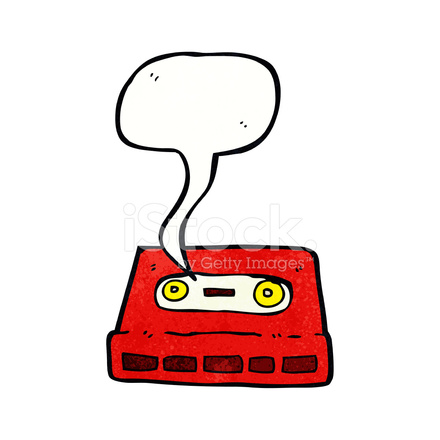 440x440 Cartoon Cassette Tape With Speech Bubble Stock Vector