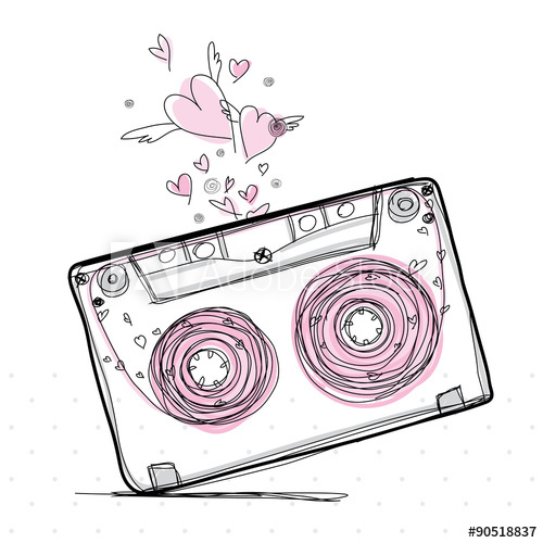 500x500 Hand Drawn Love Cassette Tape