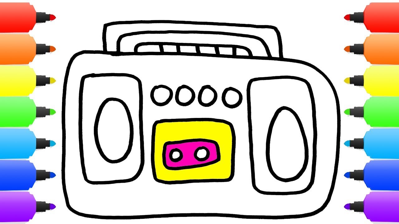 1280x720 How To Draw Cassette Tape Recorder, Coloring Pages Player