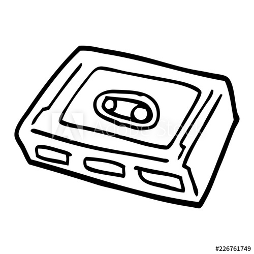 500x500 Line Drawing Cartoon Retro Tape Cassette