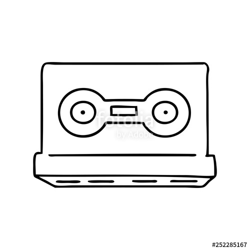 500x500 Line Drawing Doodle Of A Retro Cassette Tape Stock Image