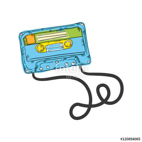 500x500 retro cassette vintage stereo tape draw design vector