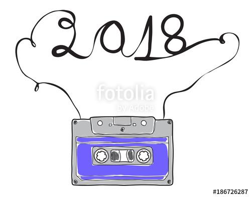 500x391 Happy New Year, Purple Compact Cassette, Musicassette Hand