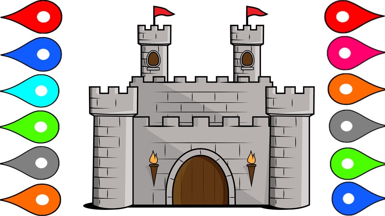 1280x720 How To Draw And Color Castle L Kids Drawing Simple Castle Coloring