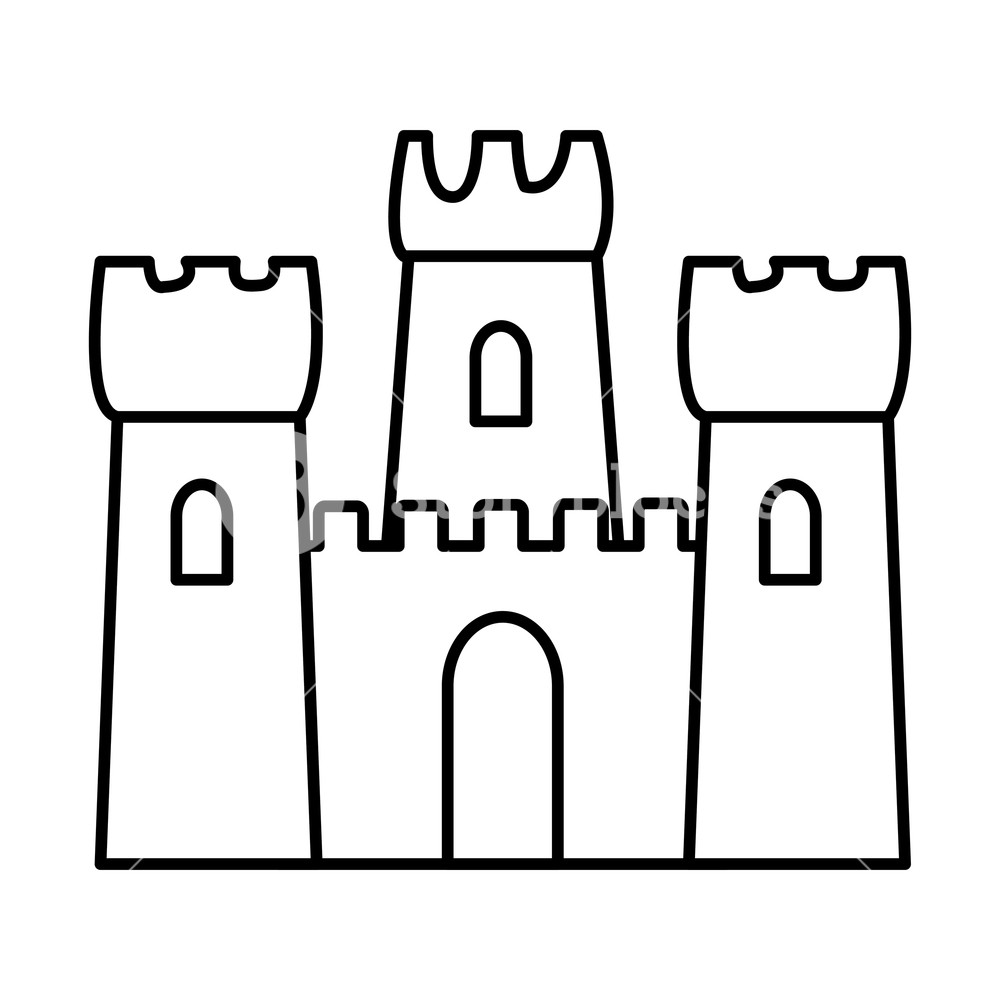 1000x1000 Sand Castle Icon Isolated Drawing In White Background Vector