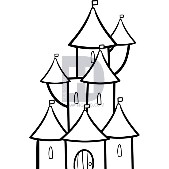 720x720 How To Draw A Castle For Kids, Step