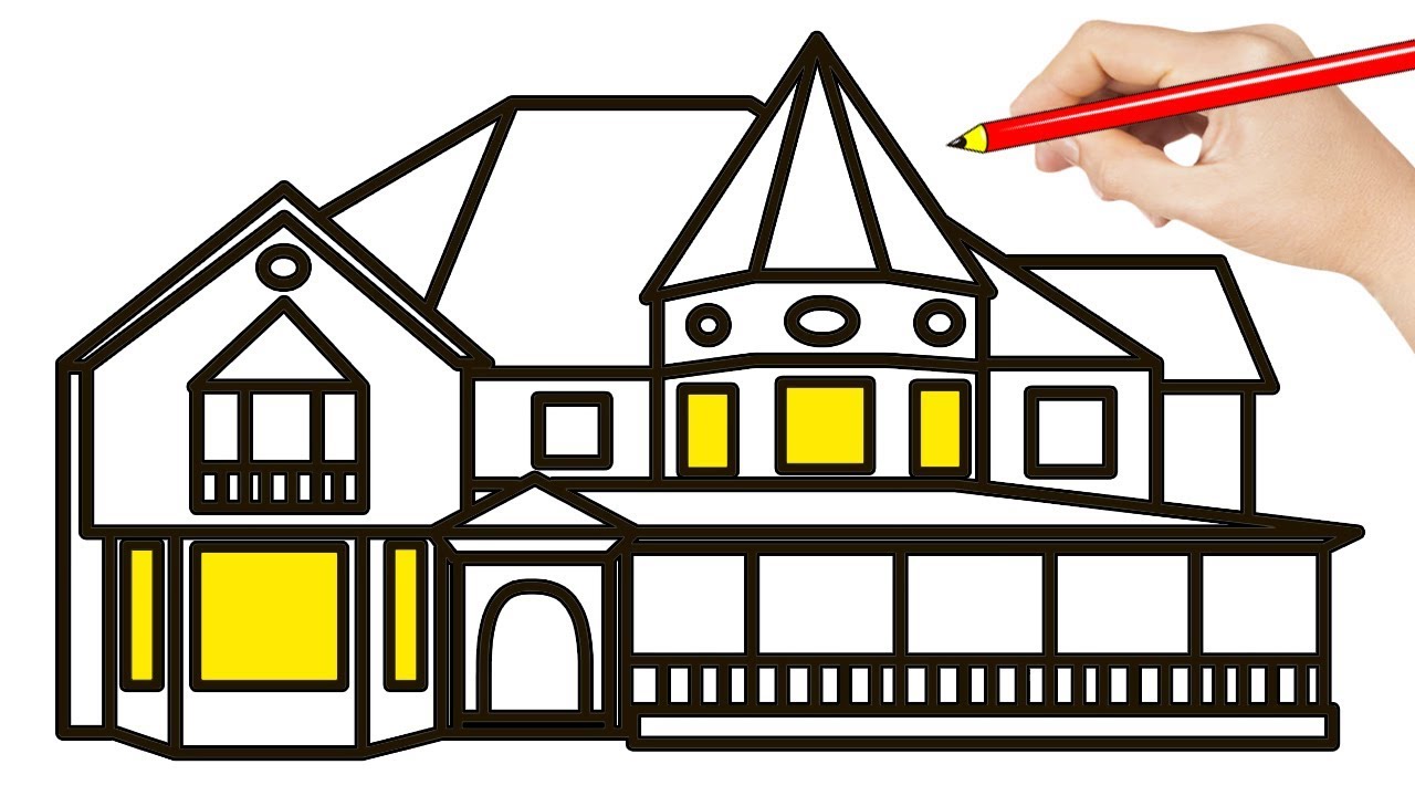 1280x720 How To Draw And Coloring Castle Easy Step