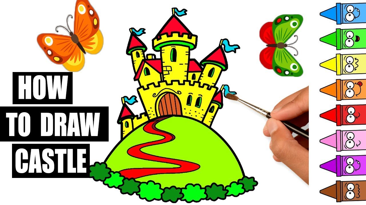 1280x720 How To Draw Castle Drawing And Color For Kids