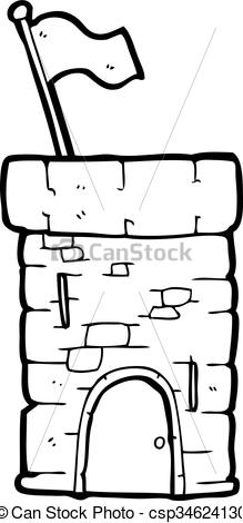 219x470 Freehand Drawn Black And White Cartoon Old Castle Tower