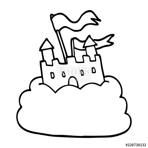 500x500 Line Drawing Cartoon Castle On Cloud Stock Image And Royalty Free
