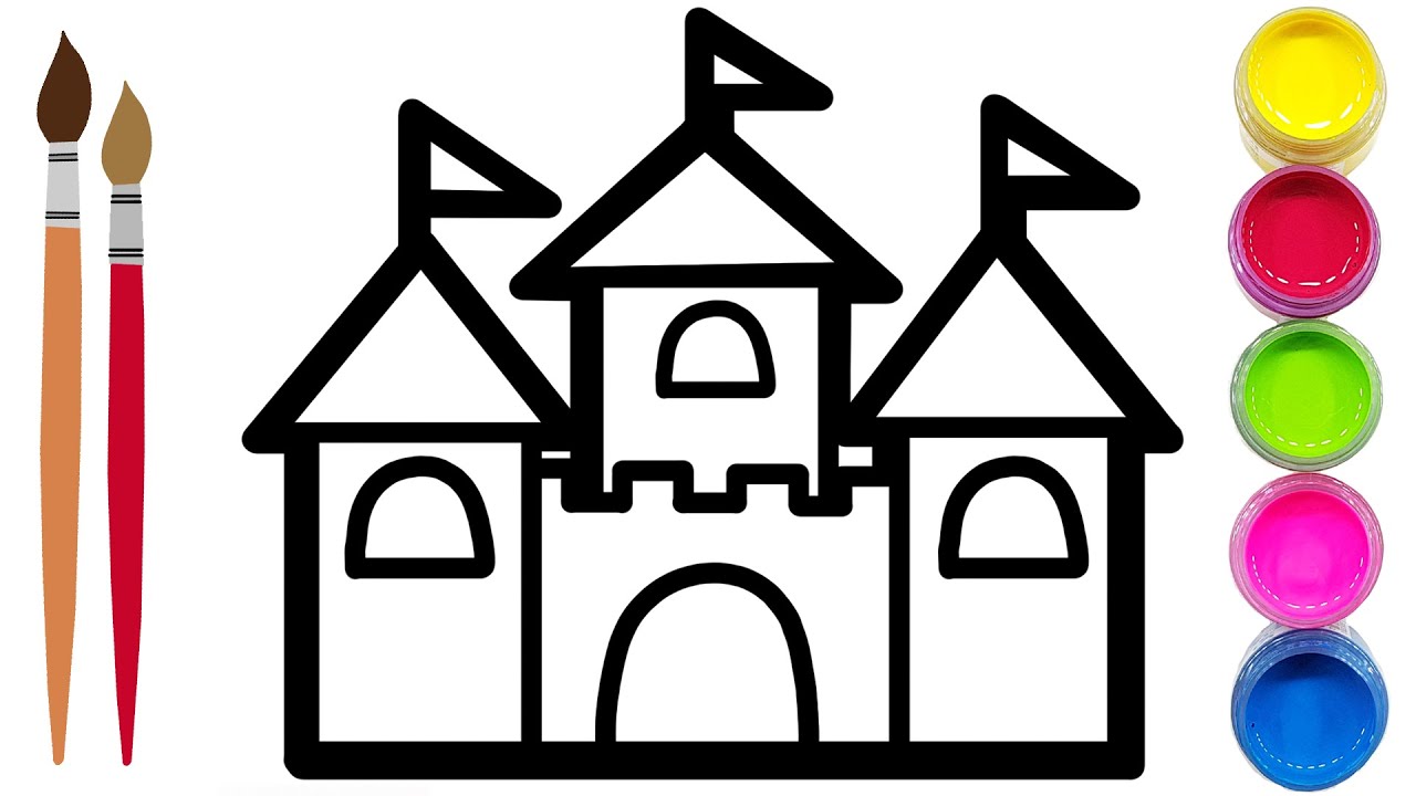 1280x720 Coloring A Castle Drawing For Kids And Painting For Toddlers