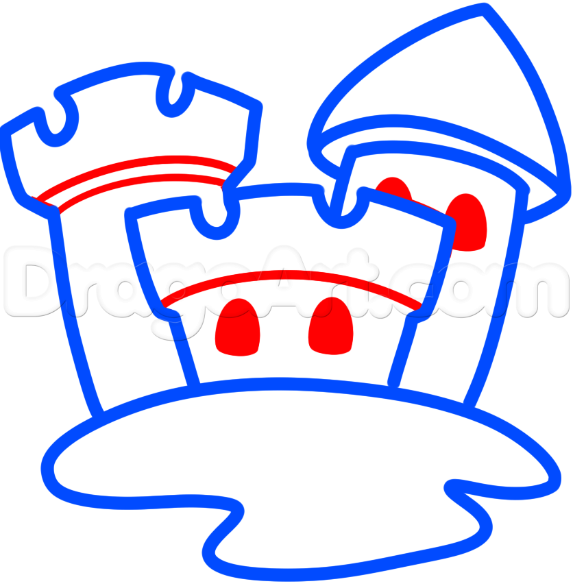 836x855 How To Draw A Sandcastle, Step