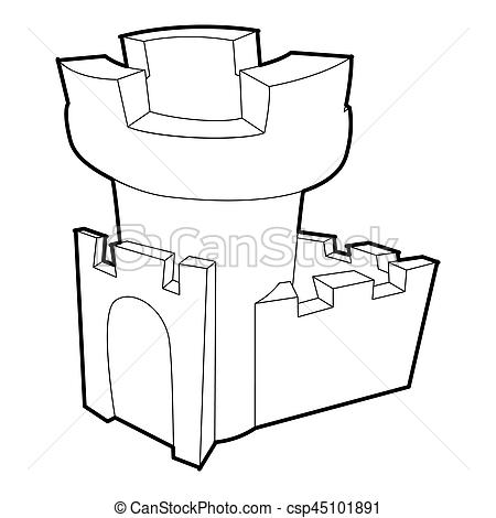 450x470 Castle Tower Icon, Outline Style Castle Tower Icon Outline