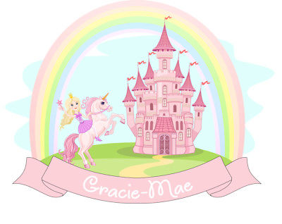 400x318 Personalised Princess Castle Unicorn Wall Sticker Girls Bedroom