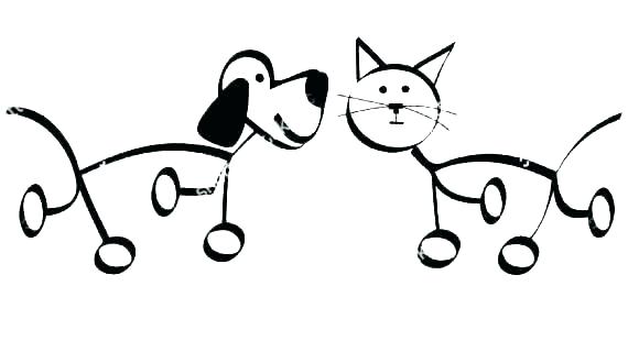 570x320 Dogs And Cats Drawing At Free For Personal Use Coloring Pages Home