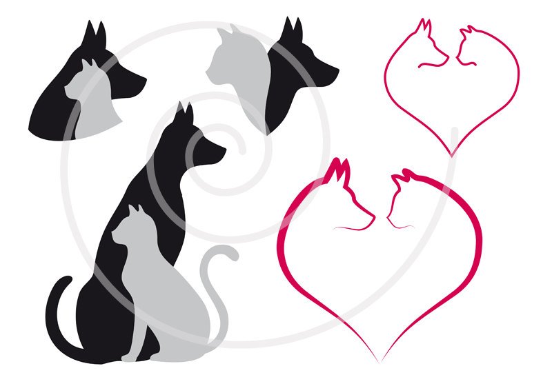 800x560 Cat And Dog Digital Clip Art Set Pet Animal Clipart Heart Etsy