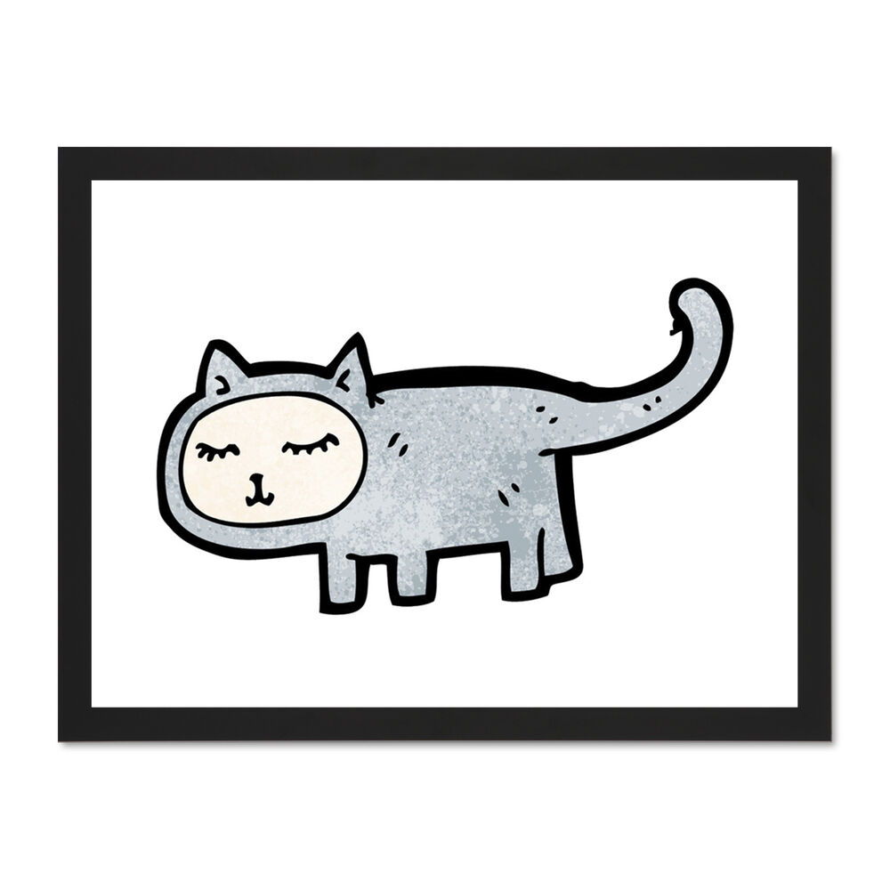 1000x1000 Painting Drawing Cartoon Cat Kitten Blue Kids Children Art Large